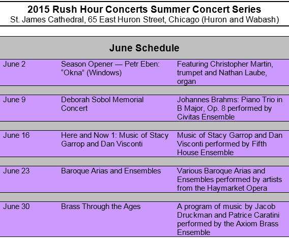 2015 Rush Hour Concerts Summer Concert Series June Schedule