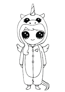 Cute coloring pages- girl in pajamas