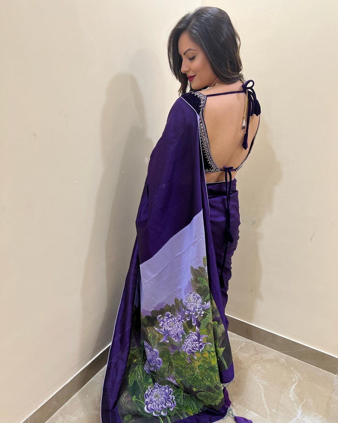 Unleashing the Beauty of Puja Banerjee's Purple Saree Look: Inspiration for Your Next Event