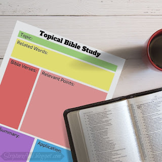 Topical Bible Study Printable | scriptureand.blogspot.com