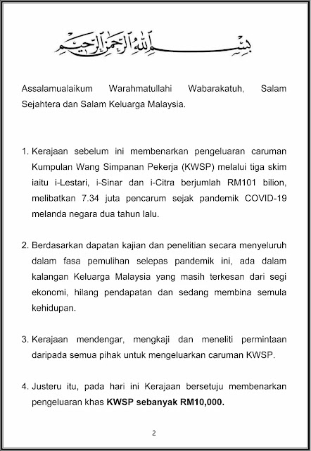 Berita gembira... akhirnya, pengeluaran RM10,000 daripada KWSP diluluskan oleh kerajaan