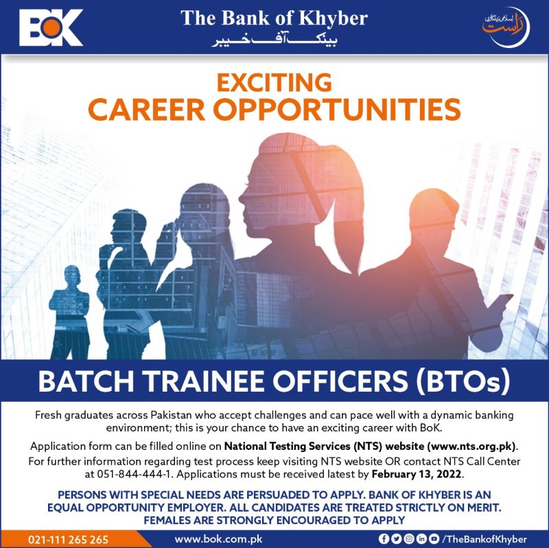 The Bank of Khyber Jobs Batch Trainee Officers (BTOs)
