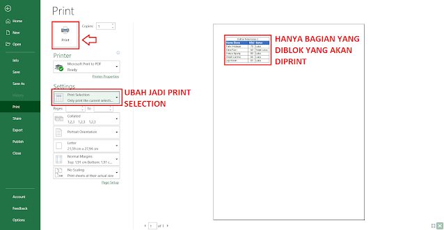 Cara Print Area Yang Di Blok (Terseleksi) di Microsoft Excel