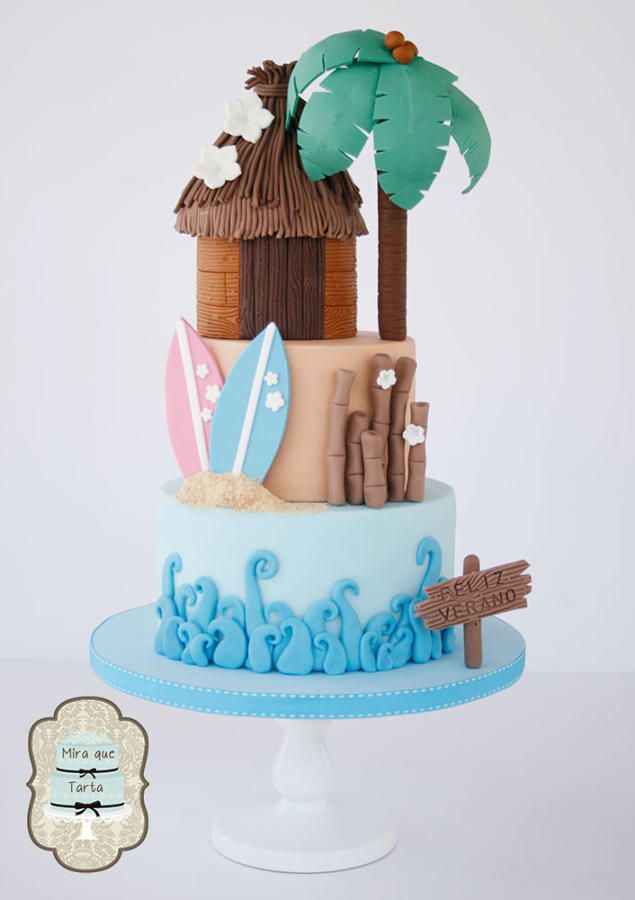 simple beach theme cake