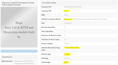 car vin number decode online in india