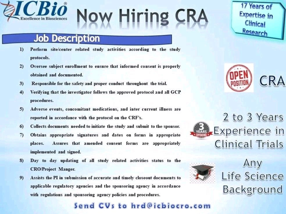 Job Availables,ICBio Job Vacancy For Any Life Science Background