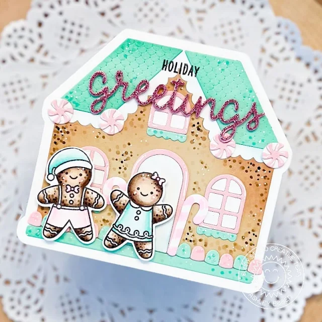 Sunny Studio Stamps: Gingerbread House Dies & Christmas Cookies Shaped Holiday Card by Ashley Ebben