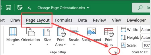 تغيير اتجاه الحركة في Excel