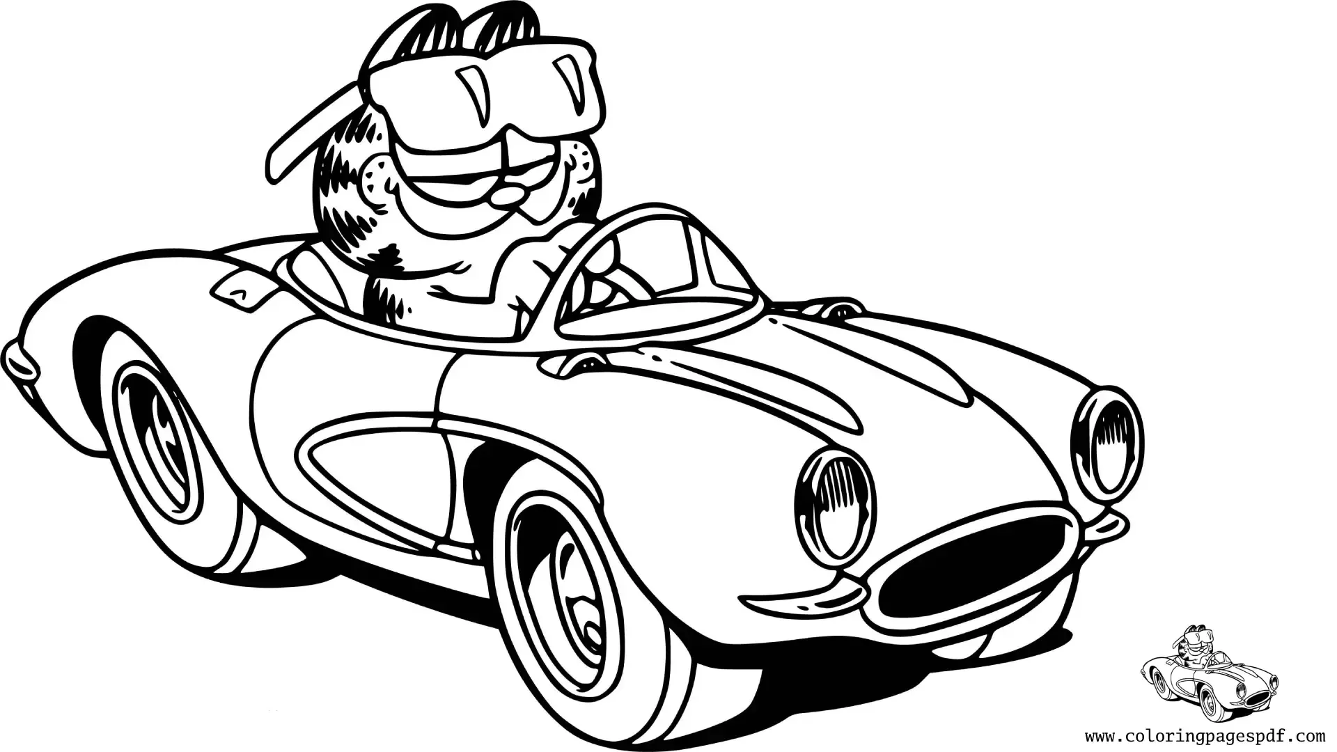 Coloring Pages Of Garfield Driving A Car