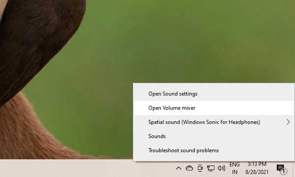 التحقق من مستوى الصوت وعدم كتم الصوت في حالة عدم وجود صوت في نظام التشغيل Windows 10