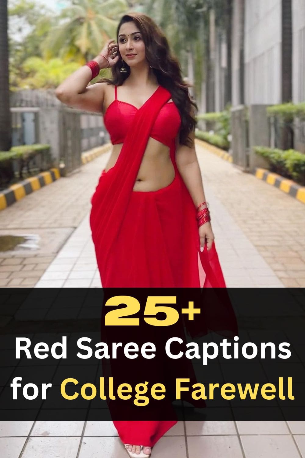 Red Saree Captions for College Farewell