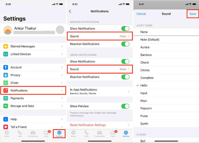 تغيير نغمة رسائل WhatsApp الافتراضية على iPhone