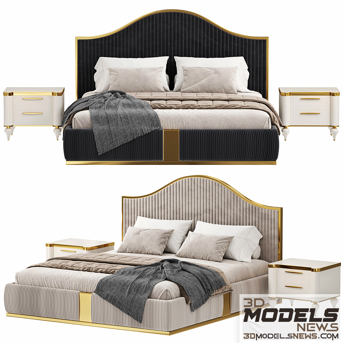 Modern Italian golden luxury bed model by lamoderno 1