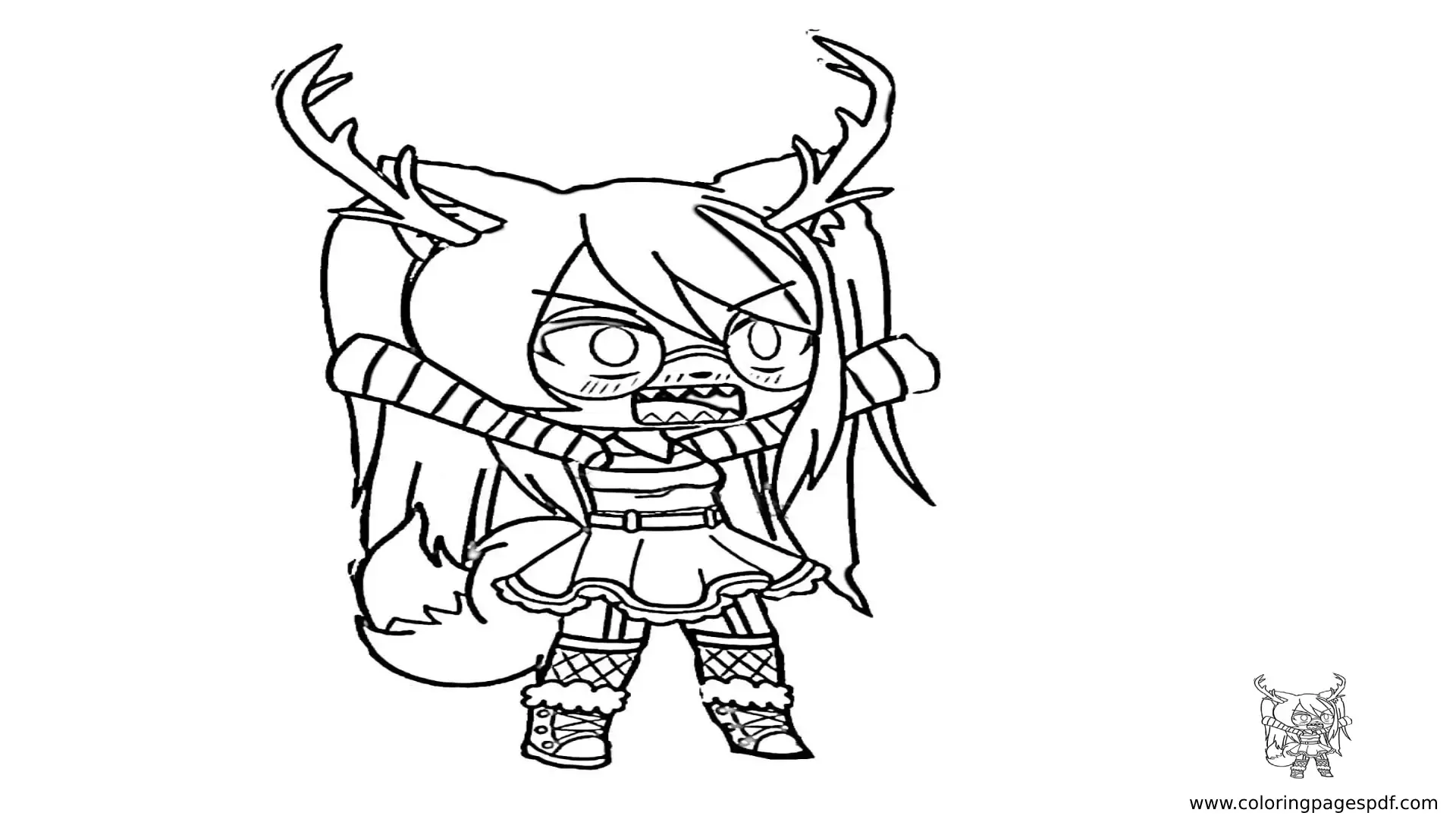 Coloring Pages Of An Angry Gacha Life Female