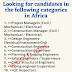 Looking for candidates in the following categories in Africa