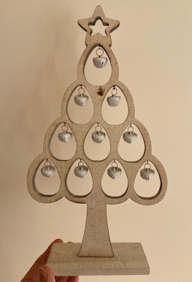Plain wooden Christmas tree ornament with bells