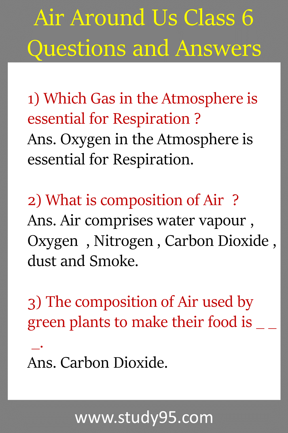 Air Around Us Question Answers