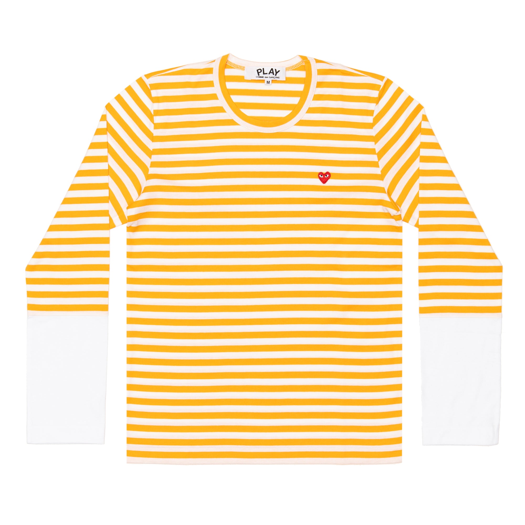 PLAY COMME des GARÇONS Small Red Heart Striped L/S T-Shirt (Yellow X White) Ladies: ¥10,010 Men's: ¥10,780