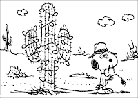 Snoopy in the desert coloring page