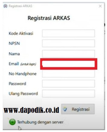 Cara Registrasi Akun ARKAS