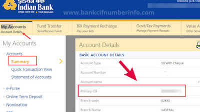 How to get Indian Bank CIF number by SMS