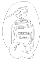 Shana Tova honey and apple coloring page