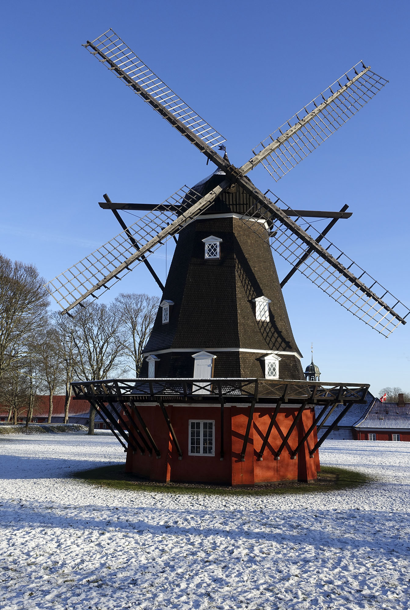 copenhagen kastellet windmill snow