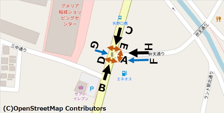 (アメリアの南東側にある交差点)/地図