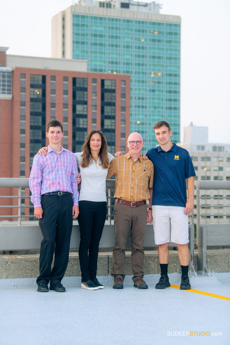 Holiday Card Family Pictures in Urban Downtown Look by SudeepStudio.com Ann Arbor Family Portrait Photographer