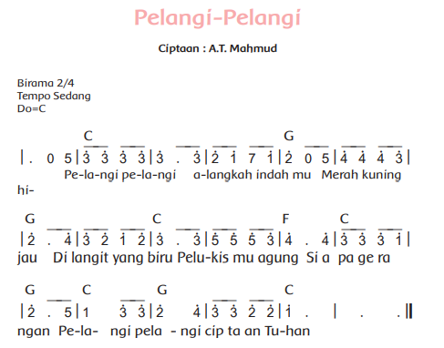 Teks lagu pelangi