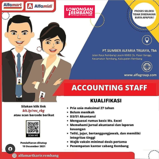 Lowongan Kerja Gudang Accounting Staff Alfamart Rembang