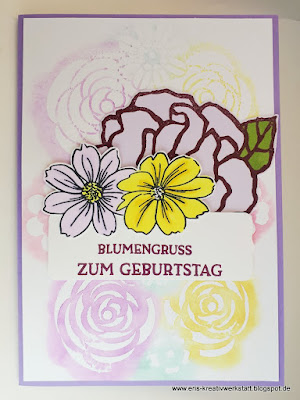 Technik: Stempeln mit Schablonen "Schmetterlinge und Blumen" Stampin' Up! www.eris-kreativwerkstatt.blogspot.de