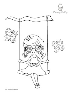cute couloring pages swing girl Fanny Dolly