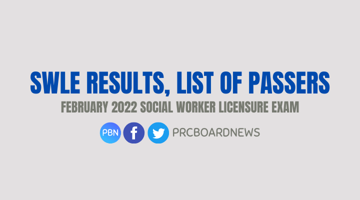 RESULT: February 2022 Social Worker board exam list of passers