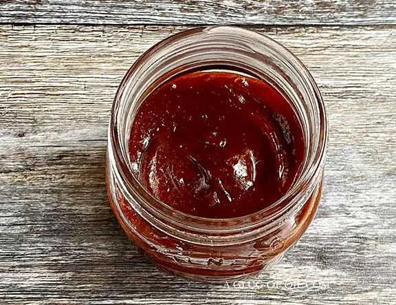 Homemade BBQ sauce in a small jar