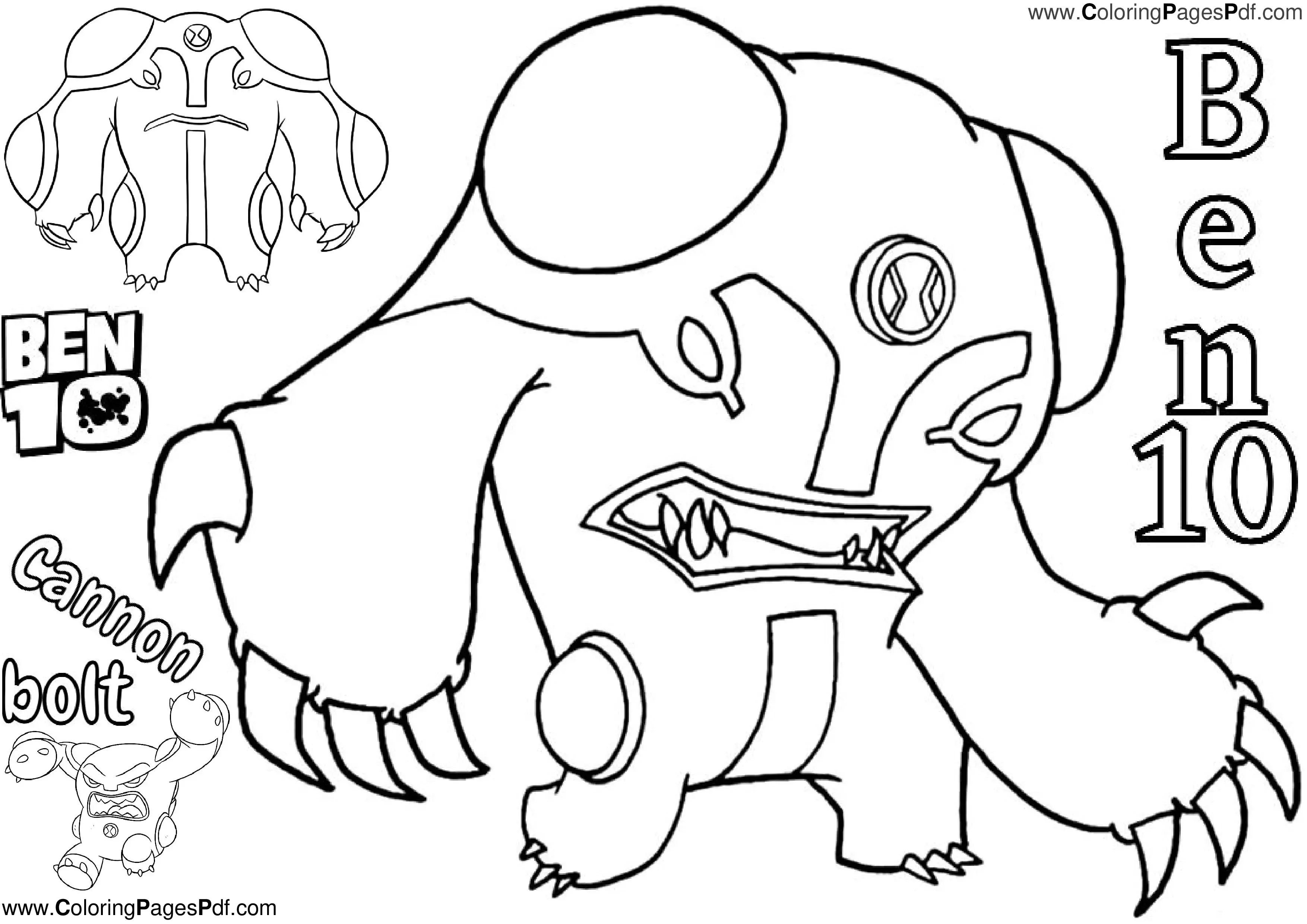 Ben 10 coloring pages cannonbolt