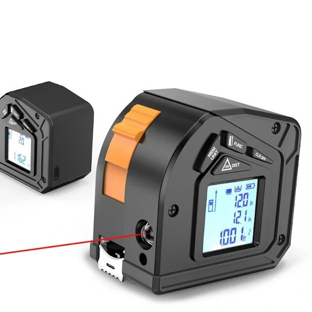 50M 5M Digital Distance Meter Laser Measuring Tape Retractable Ruler Laser Rangefinder 2 in 1