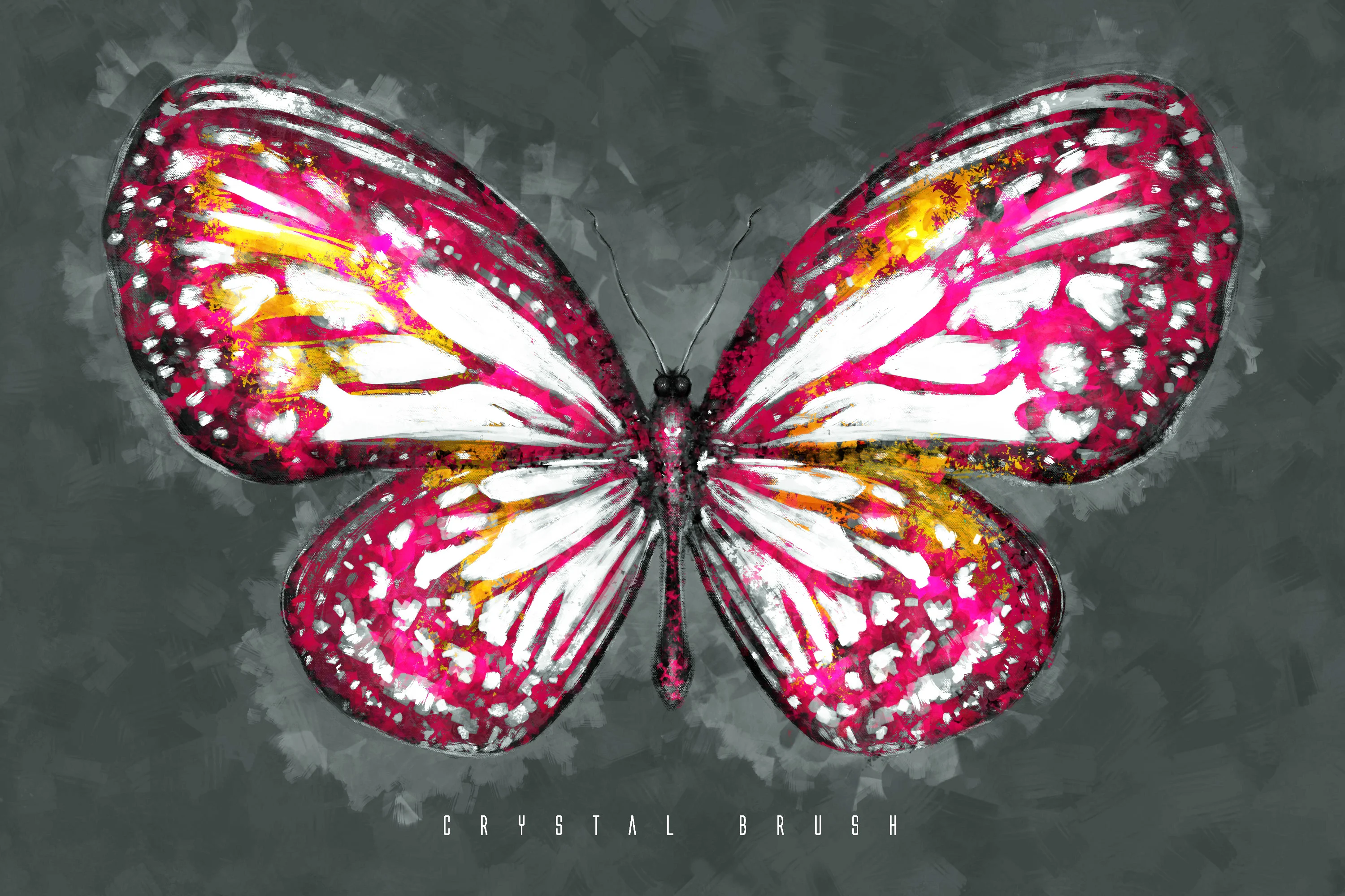 pink and yellow butterfly digital artwork