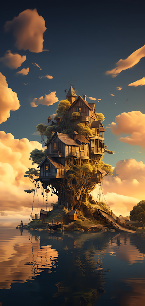 AI GENERATED WALLPAPER - TREE HOUSE