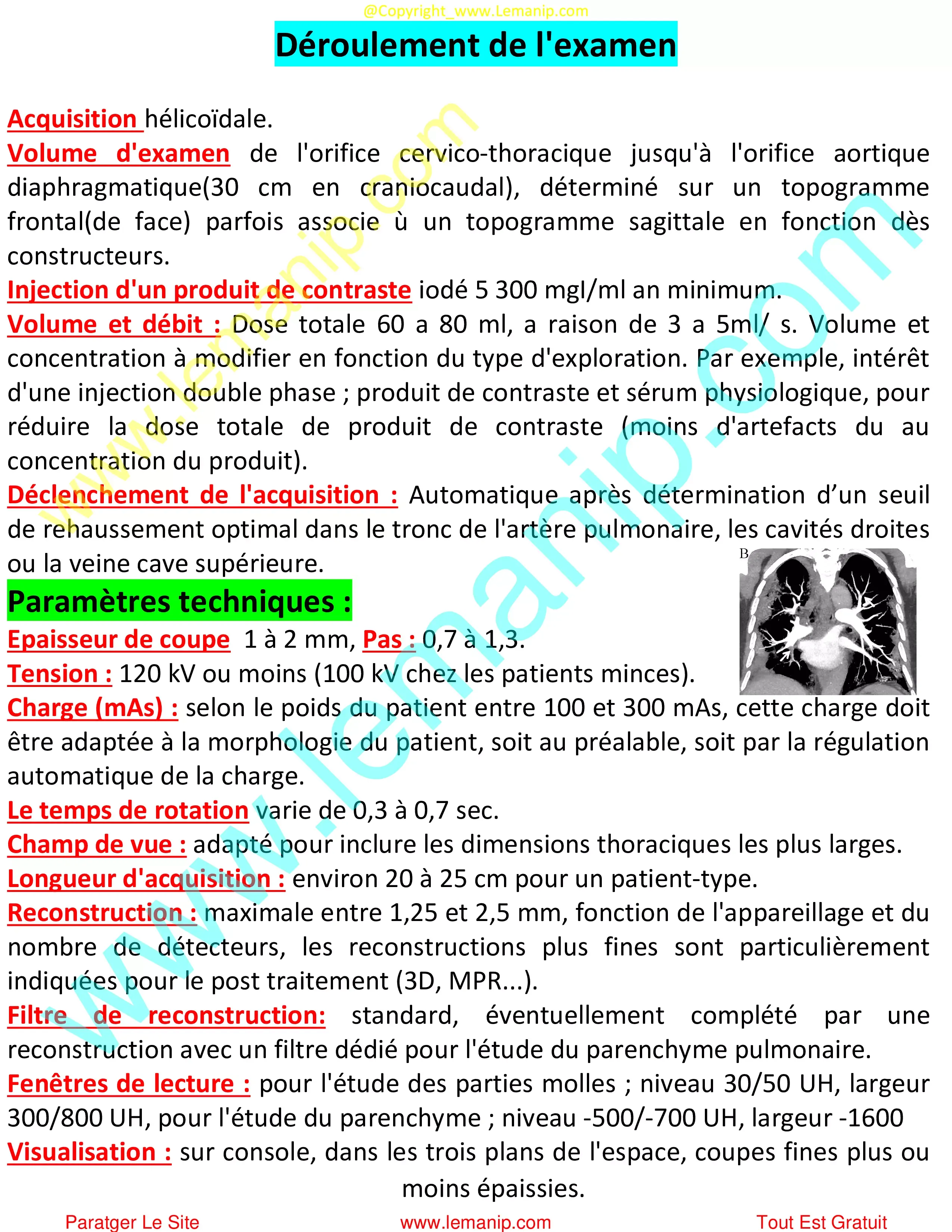 Déroulement de l'examen