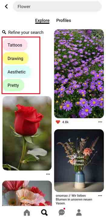 كيفية البحث على موقع Pinterest