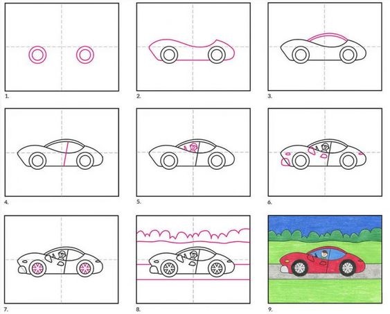 Hướng dẫn vẽ xe ô tô thể thao theo từng bước