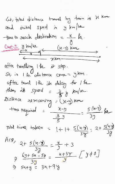 Leaving Howrah station after 1 hour a train is late by 1 hour for a special reason and then running with  3/5 th of its initial speed it reaches its destination by 3 hours. If the special reason be 50 km away from its first place, then the train would reach its destination 1 hour 20 minutes before its previous time. Let us calculate the distance that the train had covered and the original speed of the train.