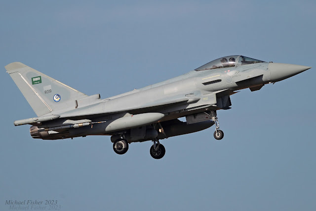 8019 Typhoon F.2 RSAF approaching RAF Waddington