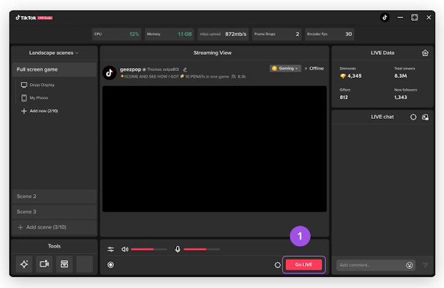 Cara memulai Live di Aplikasi TikTok Live Studio