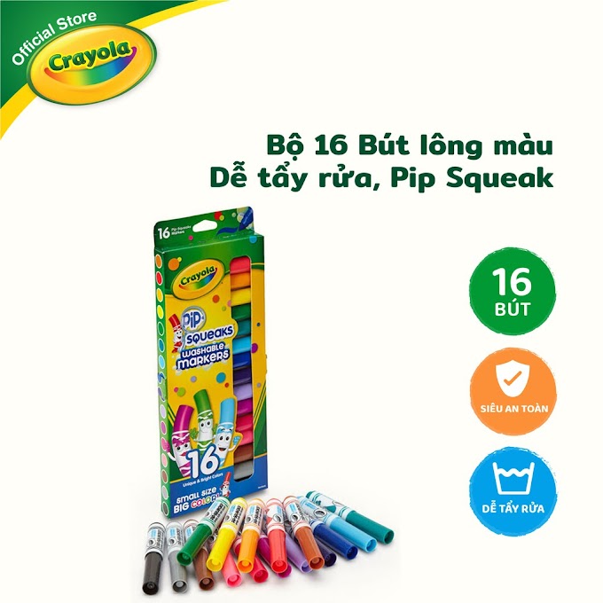 Mall Shop [ crayola_flagship_store ] Bộ 16 Bút lông màu Dễ tẩy rửa, Pip Squeak - 588703