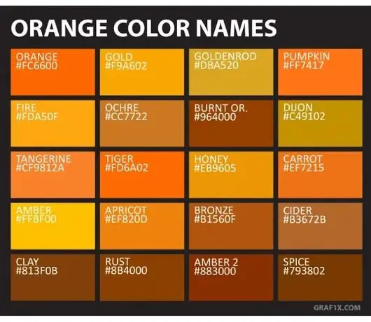 주황색 오렌지 색상표