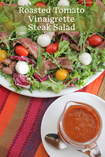 Food Lust People Love: This roasted tomato vinaigrette steak salad sees the vinaigrette do double duty, first as a marinade for the rump steak and then as dressing for the salad itself.