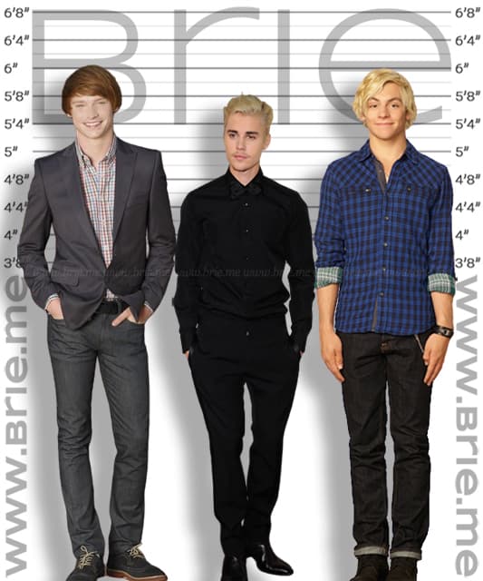 Calum Worthy, Justin Bieber, and Ross Lynch height comparison