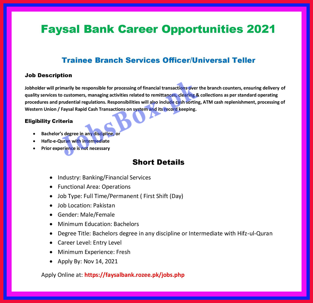 https://faysalbank.rozee.pk - Faysal Bank Jobs 2021 in Pakistan